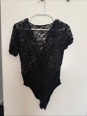 Black Lace V-Neck Bodysuit